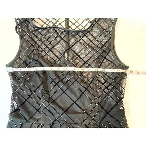 Ellen Tracy Women Metallic Fit & Flare Cocktail Dress Back Key Hole Black Size 6 - Picture 4 of 8